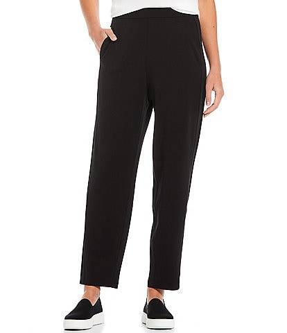 Eileen Fisher Petite Size Tencel Jersey Tapered Slouch Ankle Pull-On Pants