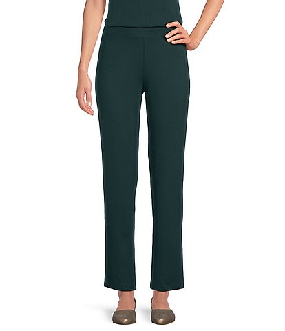 Eileen Fisher Petite Size Washable Flex Ponte Knit Straight Leg Pull-On Ankle Pants
