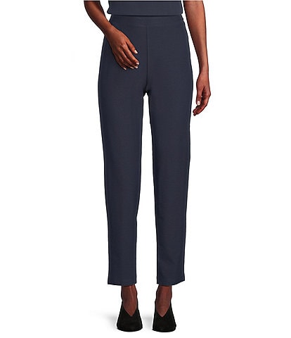Eileen Fisher Petite Size Washable Stretch Crepe Pull-On Slim Ankle Pants