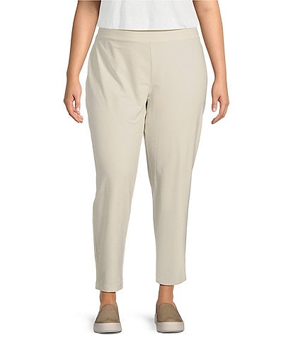 Eileen Fisher Plus Size Washable Stretch Crepe Slim Leg Ankle Pants