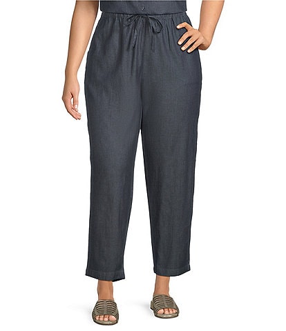 Eileen Fisher Plus Organic Cotton Twill Pull-On Ankle Pants