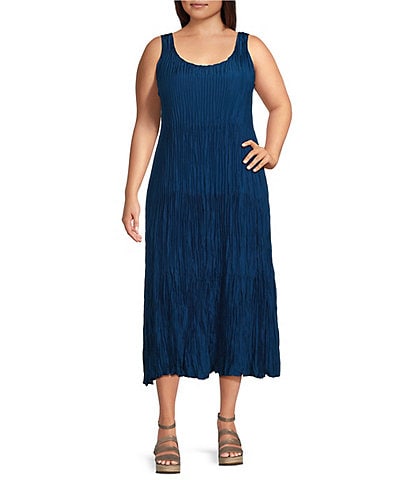 Eileen Fisher Plus Size Chambray Organic Linen Yarn-Dyed Wide-Leg