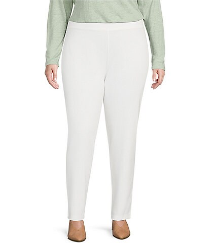 Eileen Fisher Plus Size Ponte Knit Slim Leg Pull-On Ankle Pants