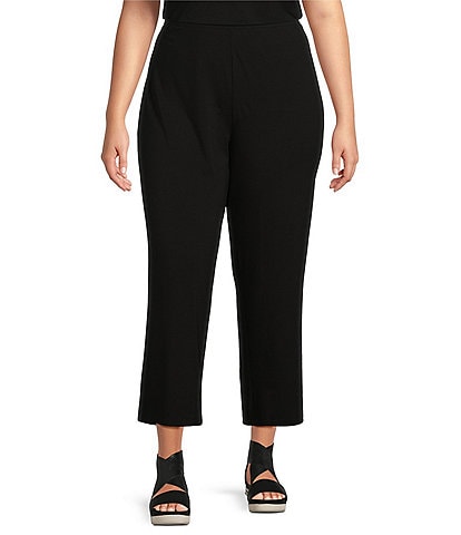 Eileen Fisher Plus Size Tencel Jersey Straight Cropped Pants