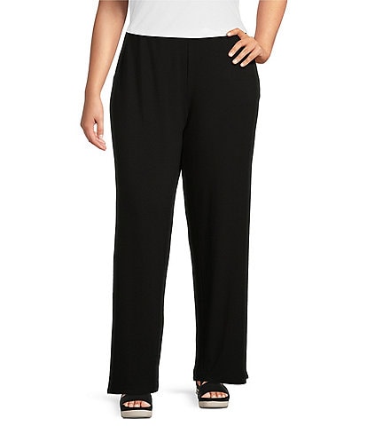 Eileen Fisher Plus Size Tencel™ Lyocell Stretch Knit Jersey Straight Leg Pull-On Pants