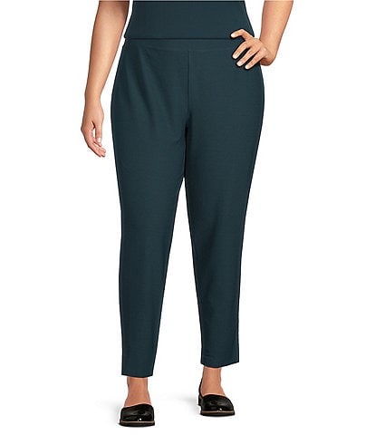 Eileen Fisher Plus Size Washable Stretch Crepe Slim Pull-On Ankle Pants