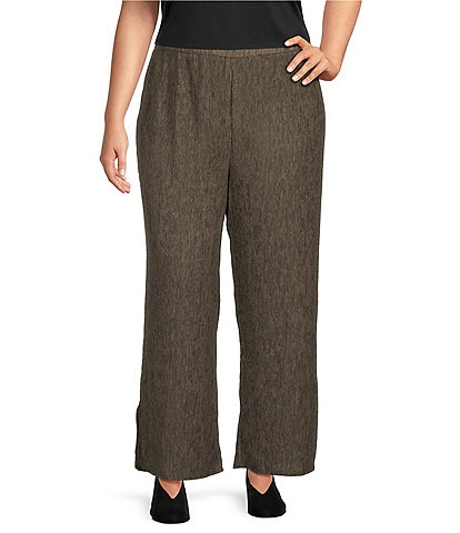 Eileen Fisher Plus Size Woven Plisse Wide-leg Ankle Pant