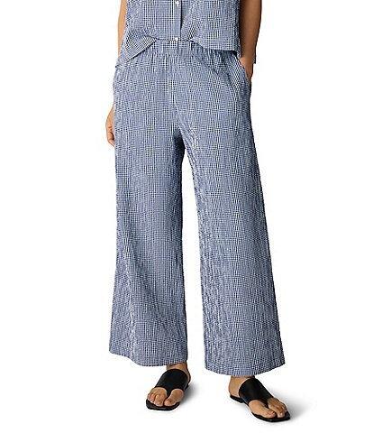 Eileen Fisher Puckered Organic Cotton Weave Pull-On Ankle Coordinating Pants