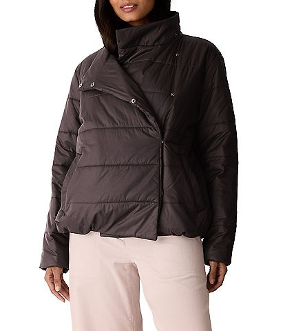 Eileen Fisher Quilted High Collar Long Sleeve Jacket