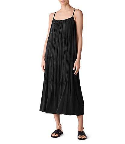 Eileen Fisher Smocked Scoop Neck Sleeveless Cami Dress