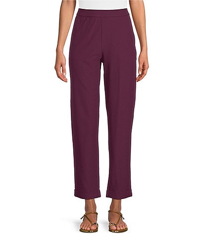 Eileen Fisher Stretch Crepe Flat Front Ankle Tapered Pants