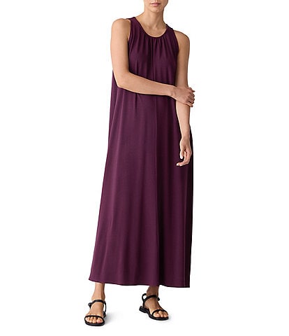 Eileen Fisher Stretch Jersey Scoop Neck Sleeveless Maxi Dress