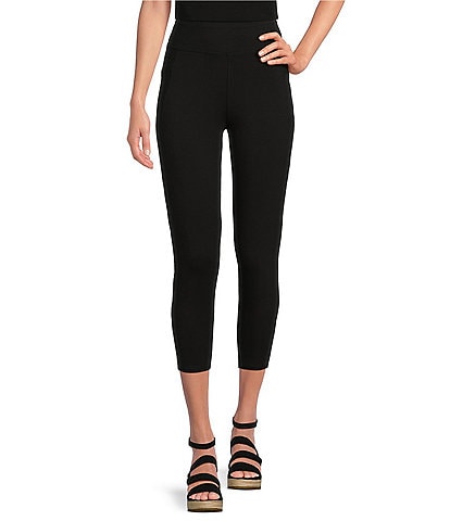 Eileen Fisher Stretch Knit Jersey High Waisted Cropped Leggings