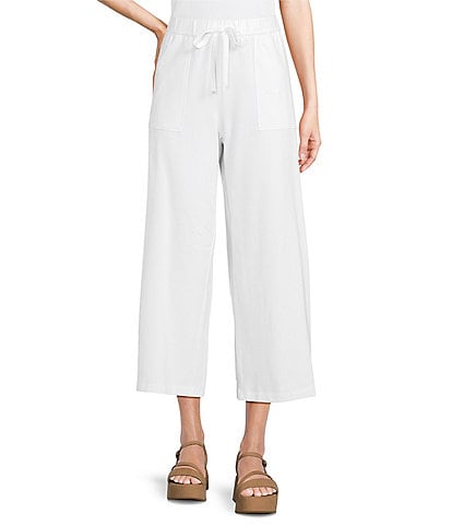 Eileen Fisher Stretch Organic Cotton Blend Jersey Straight Leg Pull-On Ankle Pants