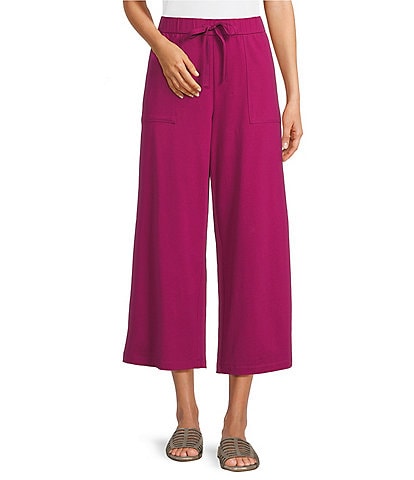 Eileen Fisher Stretch Organic Cotton Blend Jersey Straight Leg Pull-On Ankle Pants