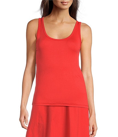 Eileen Fisher Stretch Rib Knit Scoop Neck Sleeveless Tank