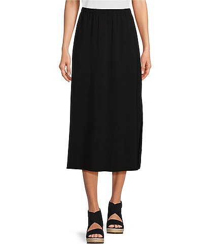 Eileen Fisher Quilted A-Line Silk Midi Skirt