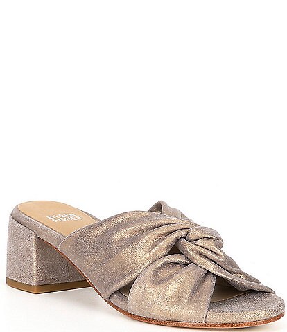 Eileen Fisher Vow Metallic Leather Knot Slide Sandals