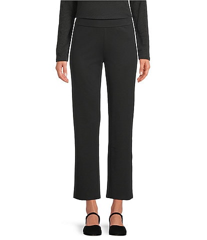 Eileen Fisher Washable Flex Ponte Double Knit Straight Leg Pull-On Pants