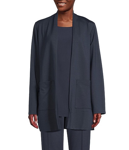 Eileen Fisher Washable Flex Ponte Knit Long Sleeve Open-Front Jacket