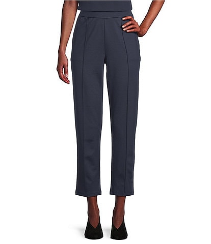 Eileen Fisher Washable Flex Ponte Stretch Knit Elastic Waist Tapered Leg Pull-On Ankle Pant
