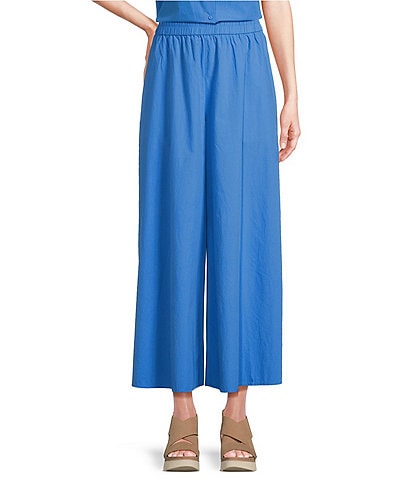 Eileen Fisher Washed Organic Cotton Poplin Extra Wide-Leg Cropped Pants