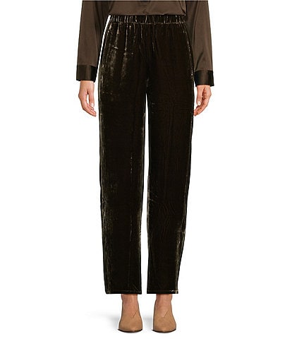 Eileen Fisher Woven Pull-On Lantern Ankle Velvet Pants