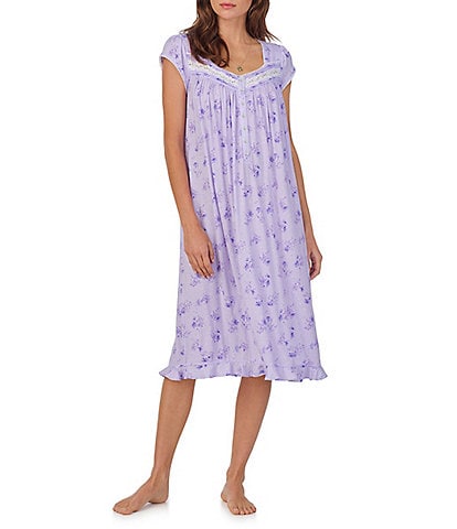 Eileen West Floral Cap Sleeve Sweetheart Neck Modal Jersey Knit Waltz Nightgown