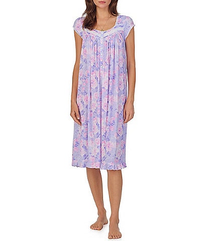 Eileen West Floral Cap Sleeve Sweetheart Neck Modal Jersey Knit Waltz Nightgown