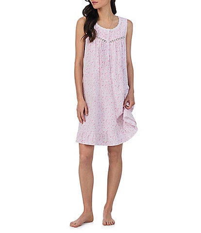 Eileen West Floral Print Sleeveless Round Neck Jersey Knit Chemise