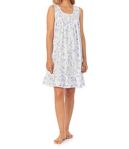 Eileen West Lace Sleeveless Scoop Neck Woven Floral Print Chemise