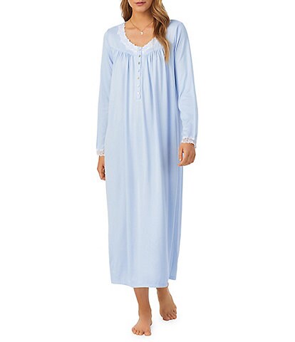 Eileen West Solid Sweater Knit Long Sleeve V-Neck Nightgown