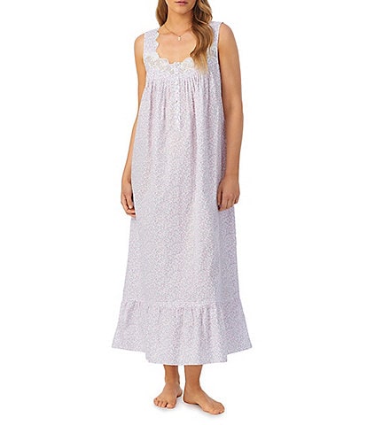 Eileen West Woven Ditsy Floral Print Sleeveless Sweetheart Neck Ballet Nightgown