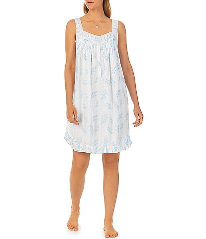 Eileen West Woven Floral Striped Sleeveless Sweetheart Neck Chemise