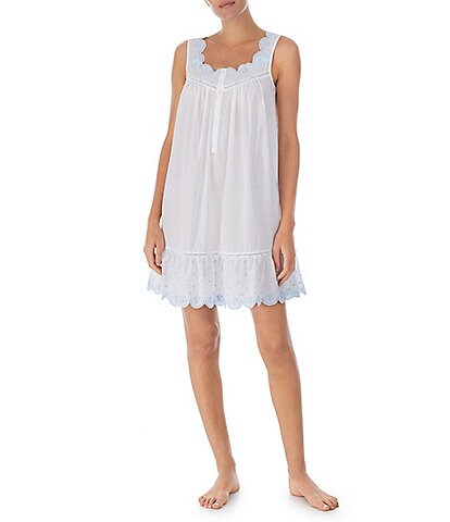Eileen West Woven Sleeveless Embroidered Sweetheart Neck Chemise