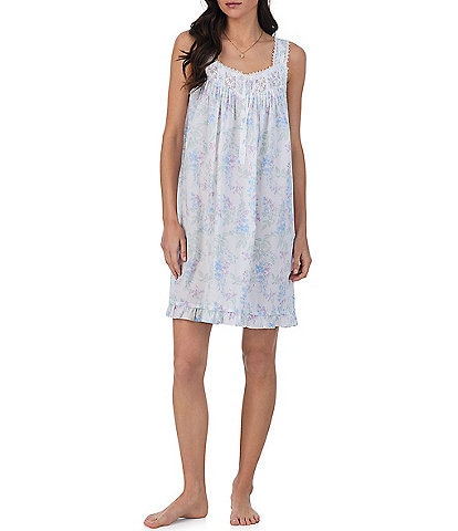 Eileen West Woven Sleeveless Sweetheart Neck Watercolor Floral Chemise