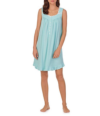 Eileen West Yarn Dyed Striped Print Sweetheart Neck Sleeveless Short Knit Chemise