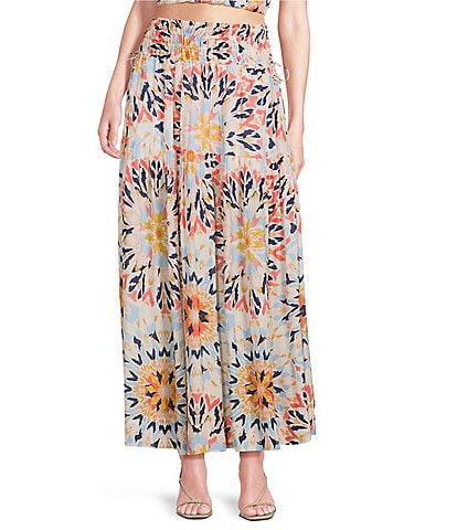 ELAN Coordinating Kaleidoscope Smock Waist Maxi Skirt