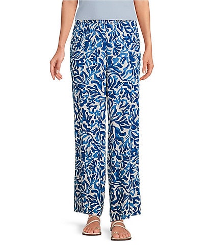 ELAN Coordinating Printed Elastic Waist Wide Leg Pants