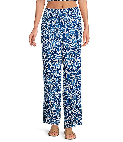 ELAN Coordinating Printed Elastic Waist Wide Leg Pants