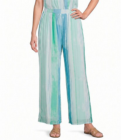 Elan Coordinating Stripe Pull-On Wide Leg Pants