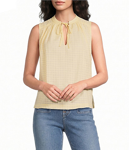 ELAN Woven Tie V-Neck Sleeveless Flowy Top