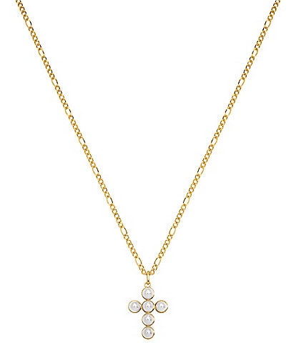 Electric Picks Pearl Cross Short Pendant Necklace