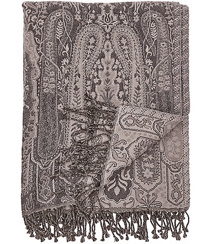 ELISABETH YORK Nerina Jacquard Yarn-Knotted Fringe Throw Blanket