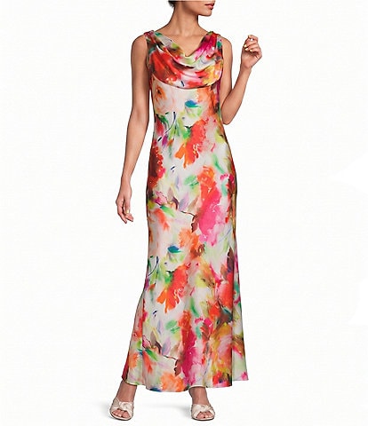 Eliza J Sleeveless Drape Neck Gown