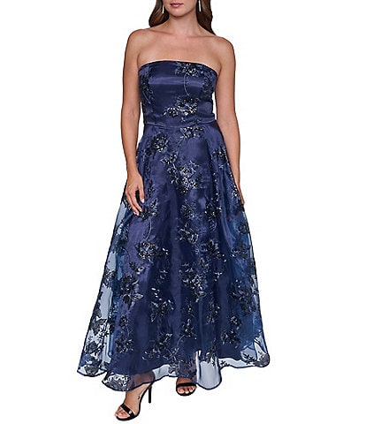 Eliza J Strapless Organza Ball Gown