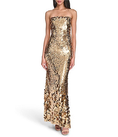 Eliza J Strapless Sequin Sheath Gown