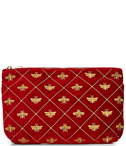 Elizabeth Scarlett Bee Trellis Velvet Everyday Pouch