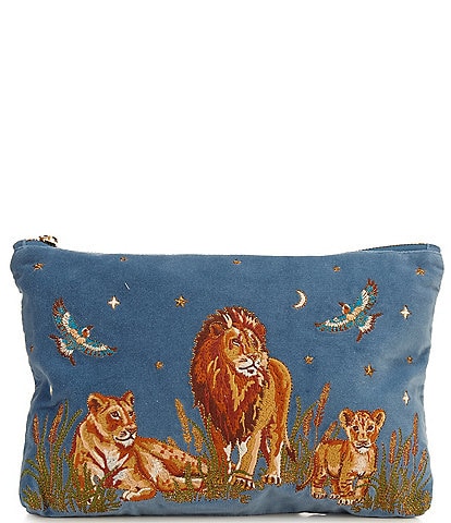 Elizabeth Scarlett Lion Velvet Everyday Pouch