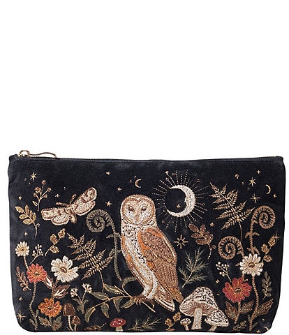 Elizabeth Scarlett Mystical Owl Velvet Everyday Pouch
